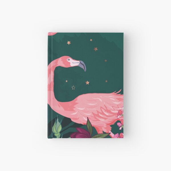 Flying Flamingo over the Hollyhocks Hardcover Journal