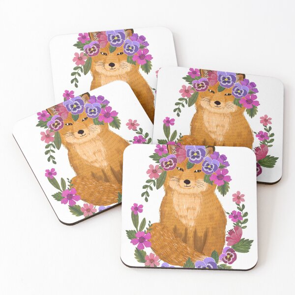 Item preview, Fox with floral wreath designed and sold by MiaCharro.