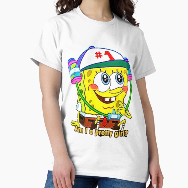 Vista previa del artículo con la obra «"¿Soy una chica bonita?" Bob Esponja Pantalones Cuadrados», diseñado y vendido por victoriab-123.