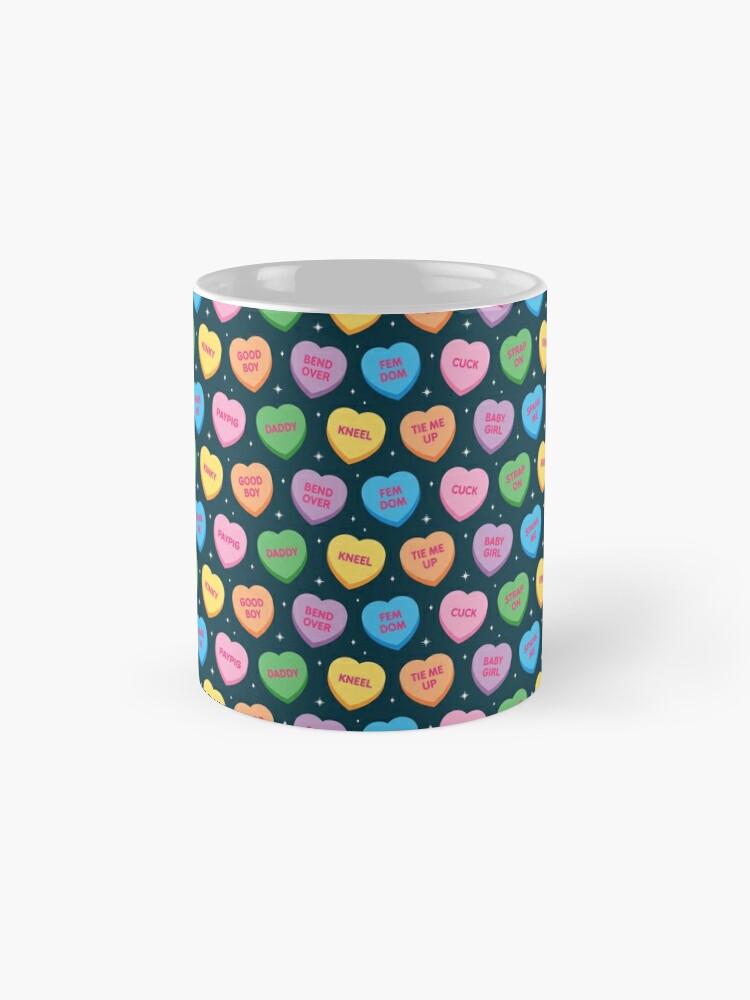 Coffee Mug, Kinky Candy Hearts designed and sold by penandkink