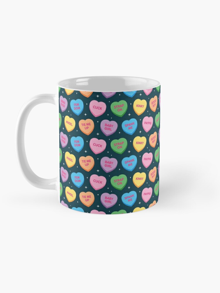 Coffee Mug, Kinky Candy Hearts designed and sold by penandkink