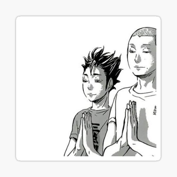 funny haikyuu tanaka and nishinoya sticker sticker by emtayoo redbubble