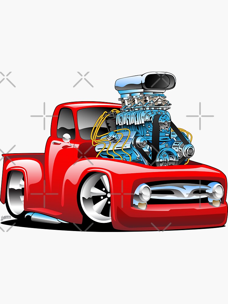 American Classic Hot Rod Pickup Truck Cartoon by hobrath