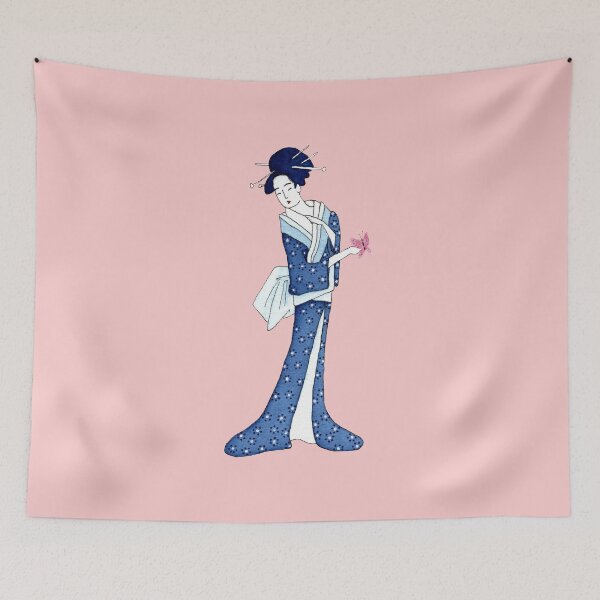 Item preview, Blue geisha and butterfly designed and sold by Aidi Riera.