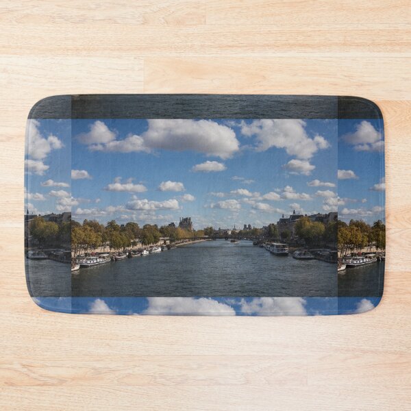 Item preview, Photograph of waterway in Paris ricer boats puffy white clouds travel post cards, art prints, great gift for the traveler in your family designed and sold by g2rdsmith.