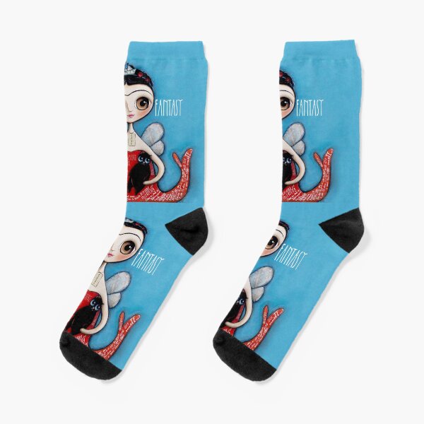 Mermaid and the black cat Socks