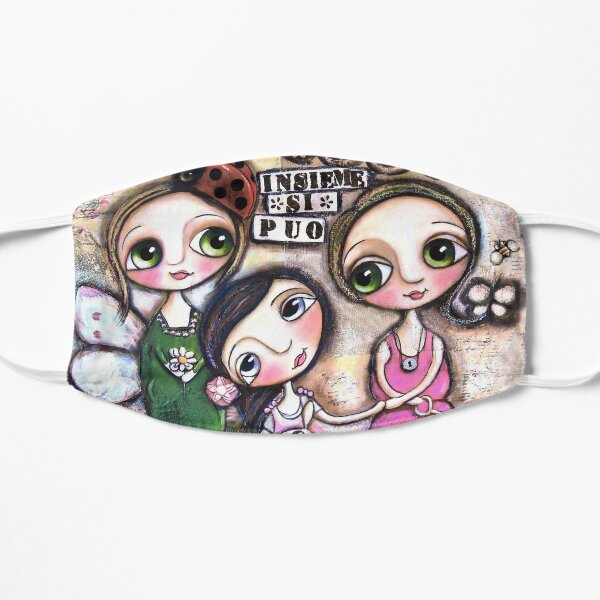 Friendship, three dolls in mixed media art by Margherita Arrighi Flat Mask