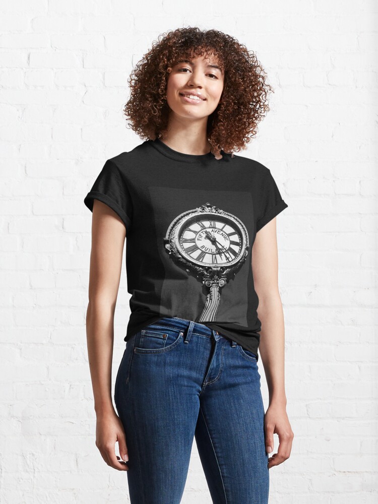 Thumbnail 4 of 7, Classic T-Shirt, Tick Tock on 5th - Black and White Photography - New York City Art  designed and sold by OneDayArt.