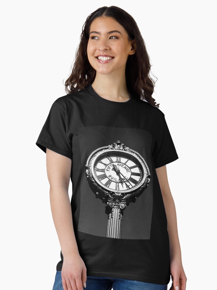 Thumbnail 2 of 7, Classic T-Shirt, Tick Tock on 5th - Black and White Photography - New York City Art designed and sold by OneDayArt.
