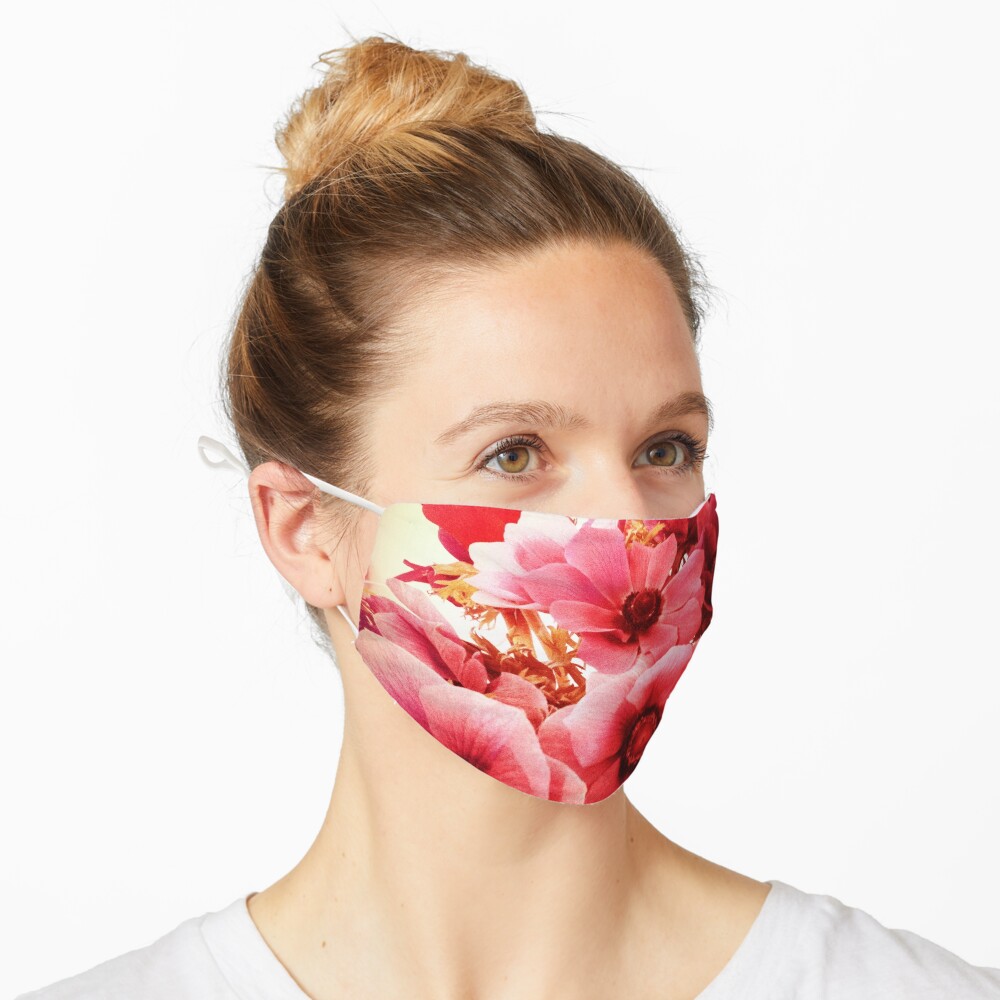 Pink Velvet Floral Art - Pink Flower Design - Romantic Mask