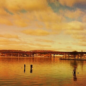 Artwork thumbnail, Red Hudson - Hudson River Sunset Landscape by OneDayArt