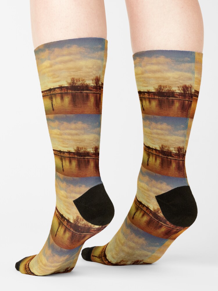 Alternate view of Red Hudson - Hudson River Sunset Landscape Socks