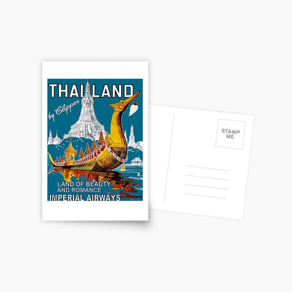 THAILAND: Vintage Airline Travel Advertising Print Postkarte