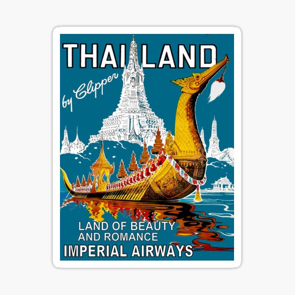 THAILAND : Vintage Airline Travel Advertising Print Sticker