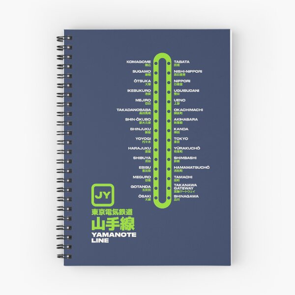 Aperçu de l'œuvre Tokyo Yamanote Line Train Station List Map Navy créée et vendue par VoodooCircus.