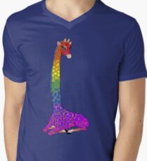 Rainbow Giraffe Men's V-Neck T-Shirt