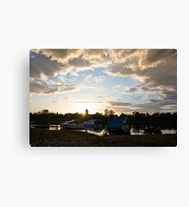 Small boats on the river Sava Canvas Print