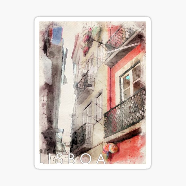 Lisboa Alfama Watercolour Sticker
