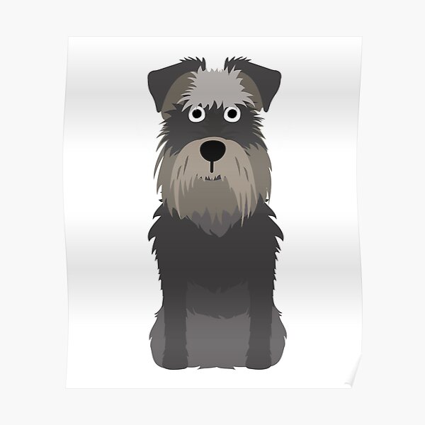 Mini Schnauzer Dog Cartoon Art Poster
