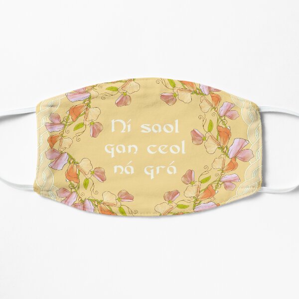 Logo with Gaelic Quote - There is no life without music or love ~ Flat Mask