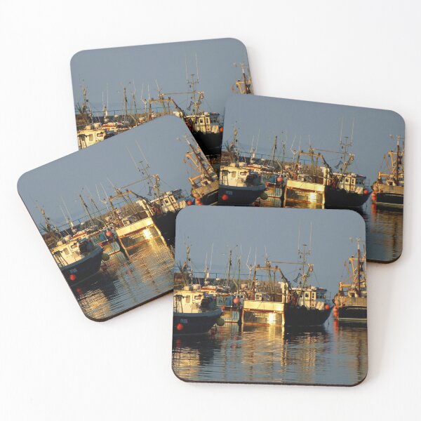 Item preview, Fishing boats in a harbour at sunset designed and sold by PPFImages.