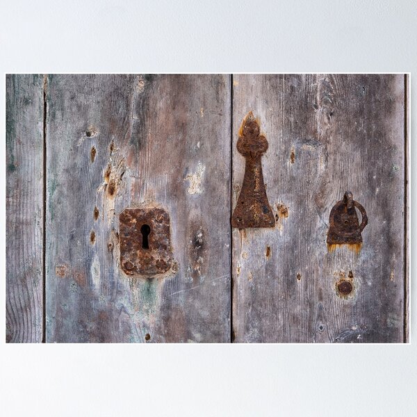 Item preview, Puerta de madera vieja con cerraduras oxidadas. designed and sold by cloud7.