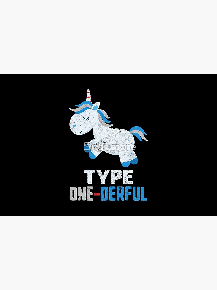 Type One Derful Diabetes T1 Awareness Cute Unicorn White Blue Ribbon Warrior Gift by Sifoustore