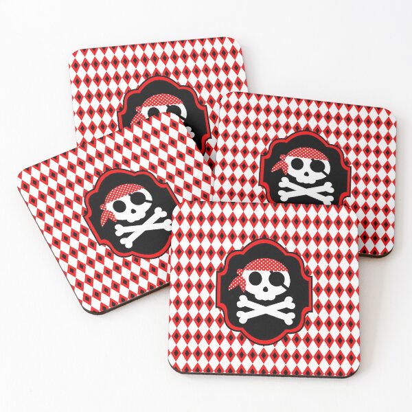 Artikelvorschau, Jaunty Pirate Skull and Crossbones Red White Black entworfen und verkauft von Pixelchicken.