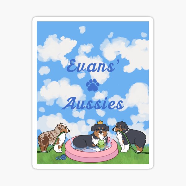 Item preview, Evans Aussies filling up the pool designed and sold by Ivy Fox Illustration.
