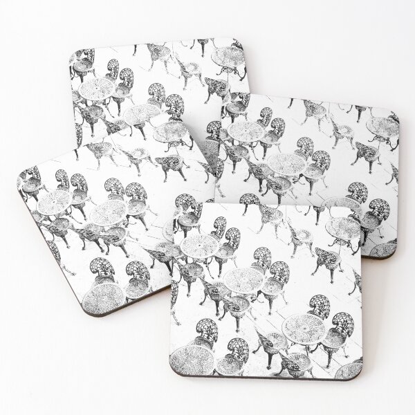 Item preview, Black and white image of vintage cafe furniture. designed and sold by cloud7.