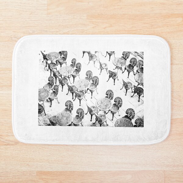 Item preview, Black and white image of vintage cafe furniture. designed and sold by cloud7.