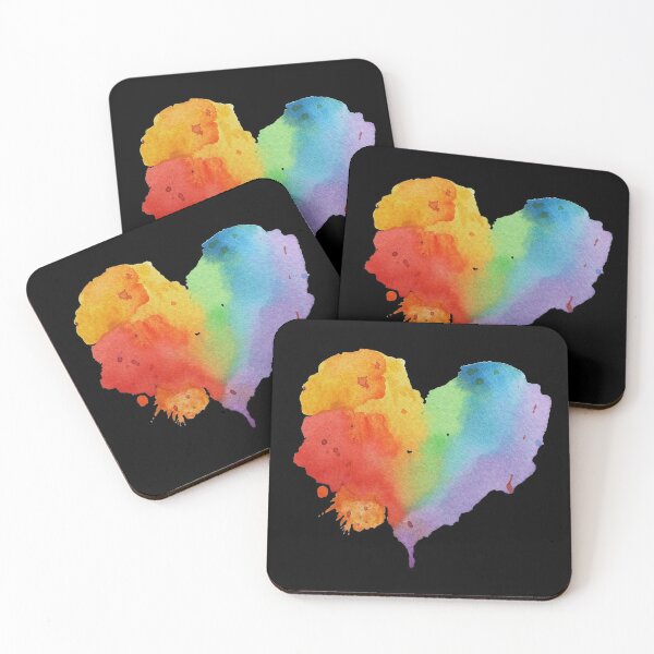 Item preview, Rainbow Heart black background designed and sold by Inky Paige.