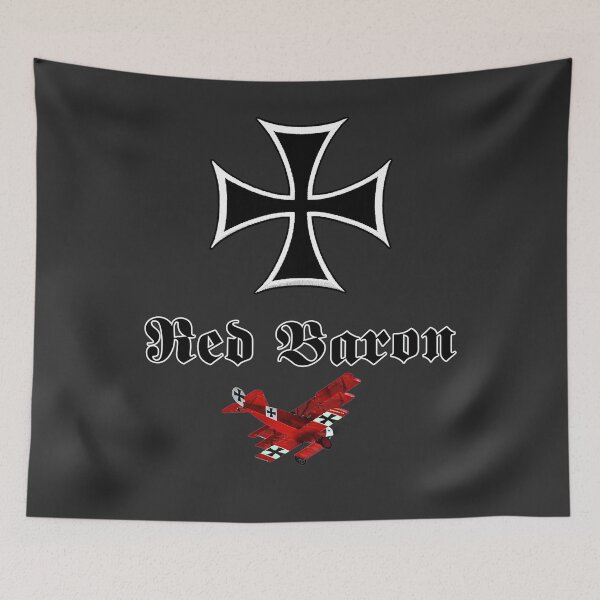 Item preview, Manfred von Richthofen, The Red Baron and his Fokker Dr.1 on black background. designed and sold by PrintPit.