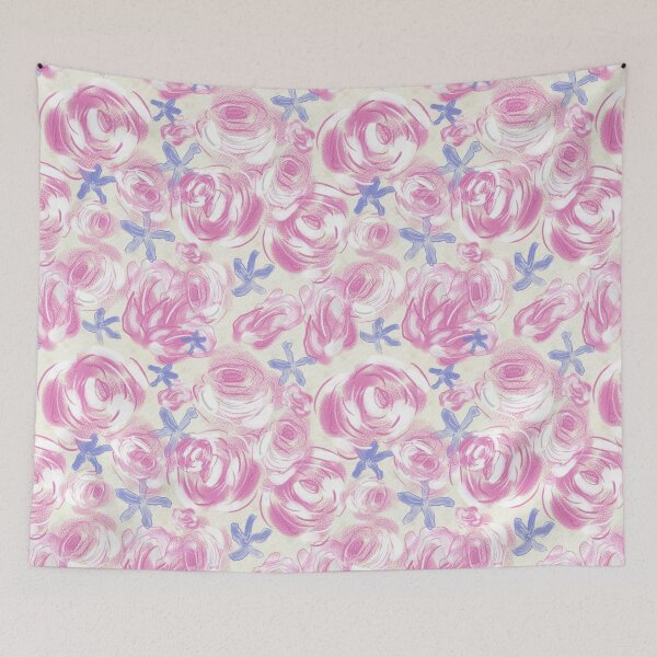 Item preview, Pink and Purple Floral Roses and Clematis Pattern designed and sold by Clare Walker.