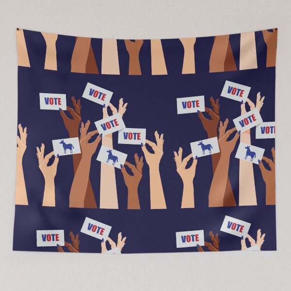 Item preview, Illustration of multicultural women voting Democratic. designed and sold by La Cartoonista.
