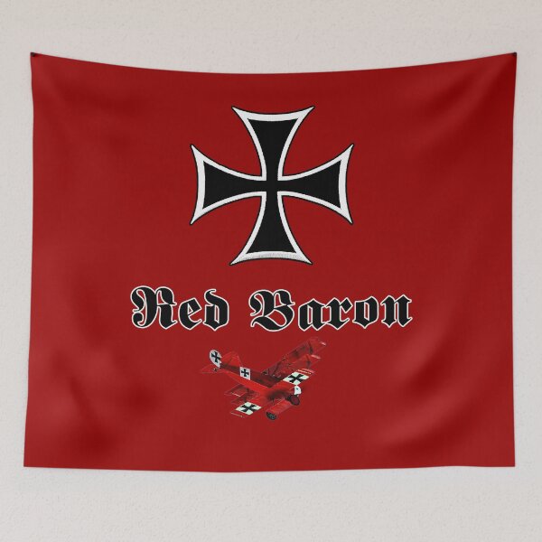 Item preview, Manfred von Richthofen, The Red Baron and his Fokker Dr.1 on red background. designed and sold by PrintPit.