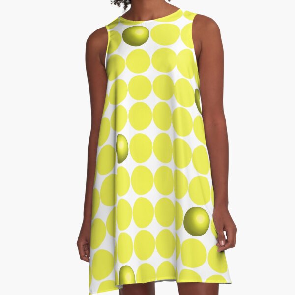 Yellow Circles with 3D Balls A-Line Dress
