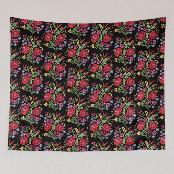 Item preview, Hungarian Folk Design Red Peppers on Black designed and sold by Barbara Pixton.