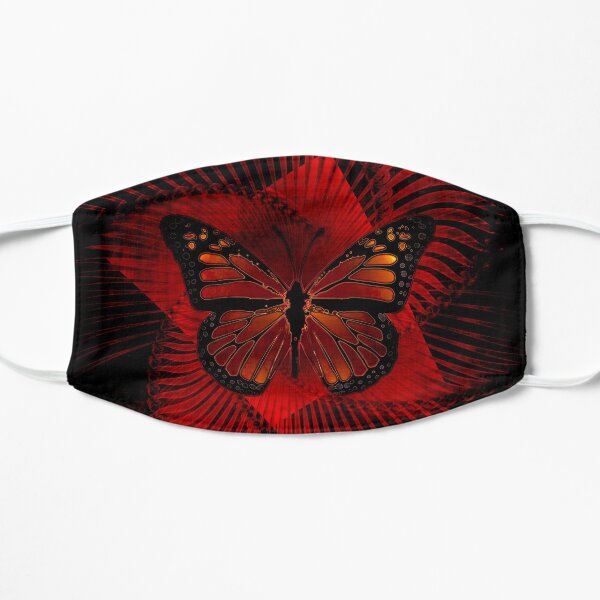 Grunge Aesthetic Monarch Butterfly Design in Red Black Mask