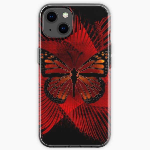 Grunge Aesthetic Monarch Butterfly Design in Red Black iPhone Soft Case