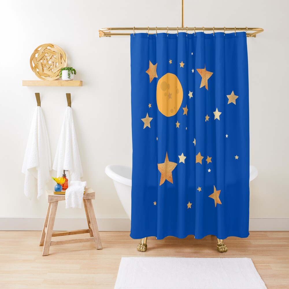 "The Moon and Stars" Shower Curtain for Sale by HermanTheHymer Redbubble