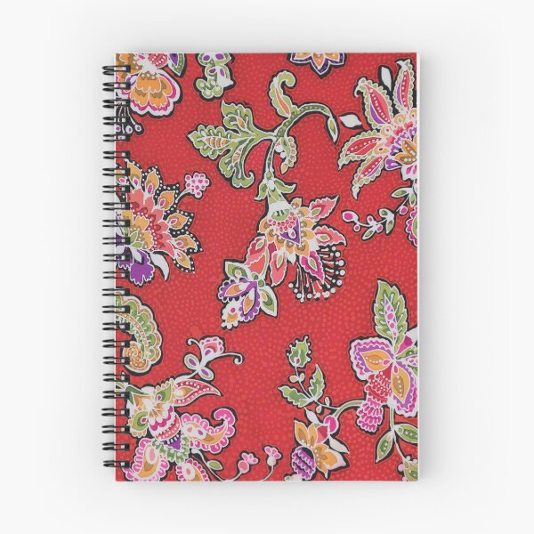 Item preview, Batik Flower Paisley on Red Dotty Background designed and sold by Leslie Rogers Todder.