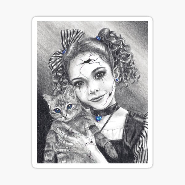 Alexandrite - June Birthstone Broken Doll & Kitten Sticker
