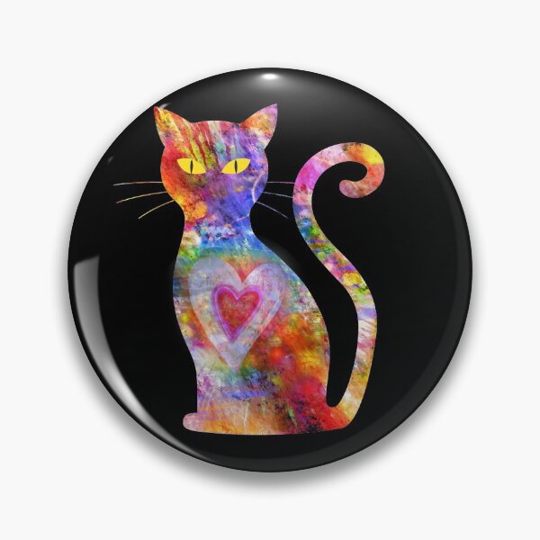 Artikelvorschau, Lustiges Tie Dye Katzen Silhouette Herz entworfen und verkauft von kouddad.