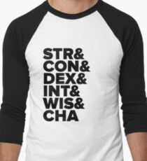 D&D Characteristics Abbreviated Men's Baseball ¾ T-Shirt