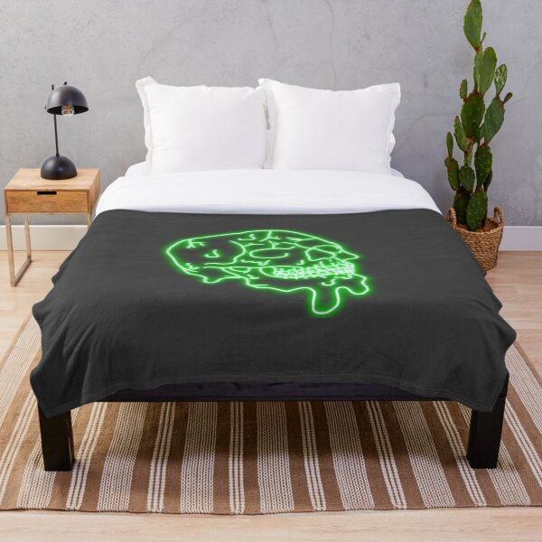 Item preview, green melting neon light skulls designed and sold by lmnopcreations.