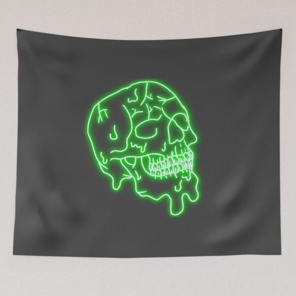 Item preview, green melting neon light skulls designed and sold by lmnopcreations.