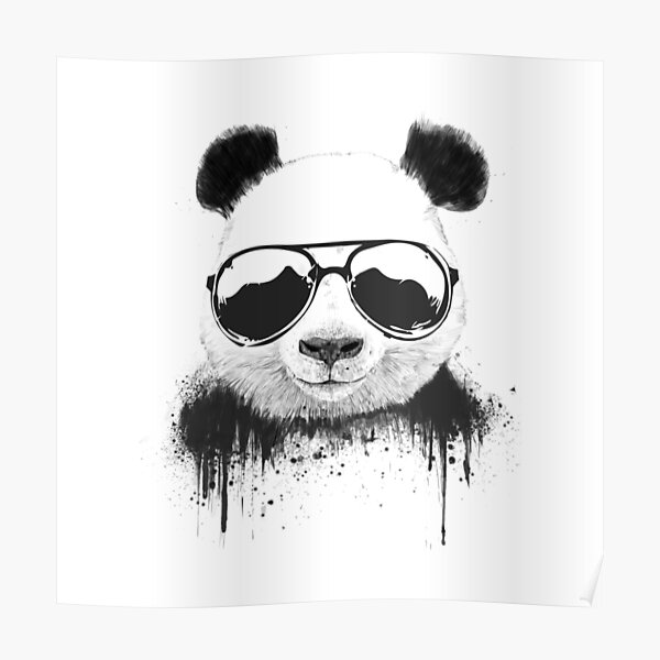 Cool panda art wearing sunglasses Poster