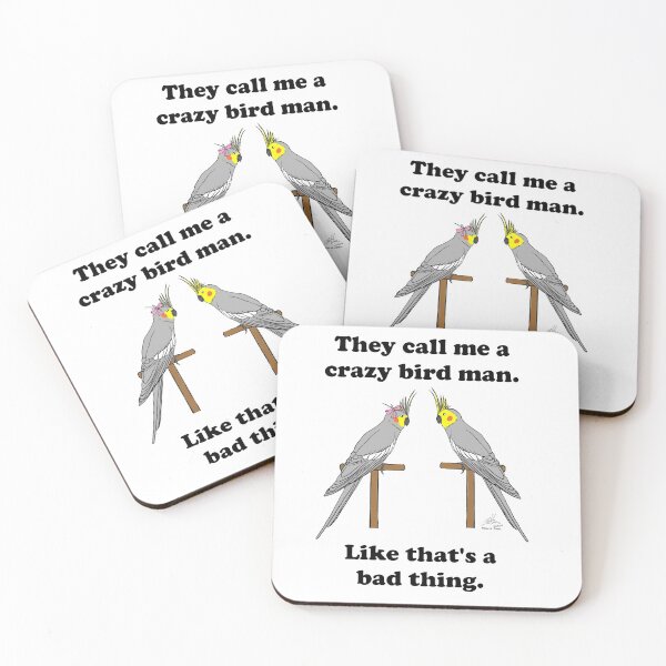 Item preview, Crazy Bird Man with Cockatiels designed and sold by Laughing Parrot Studio.