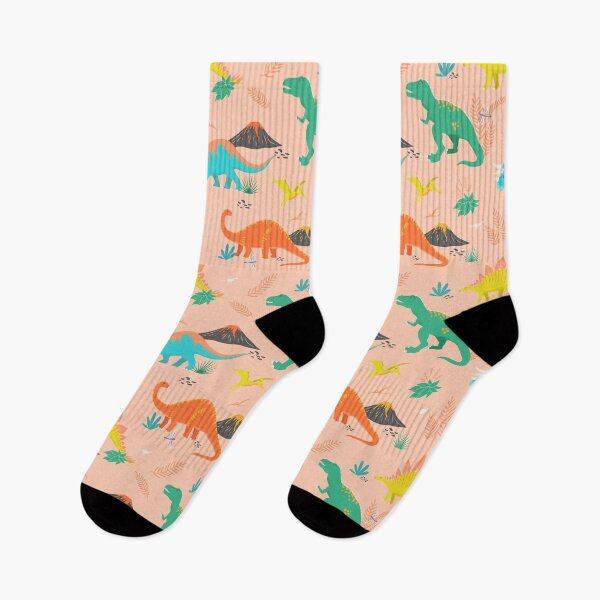 Item preview, Jurassic Dinosaurs on Peach designed and sold by latheandquill.